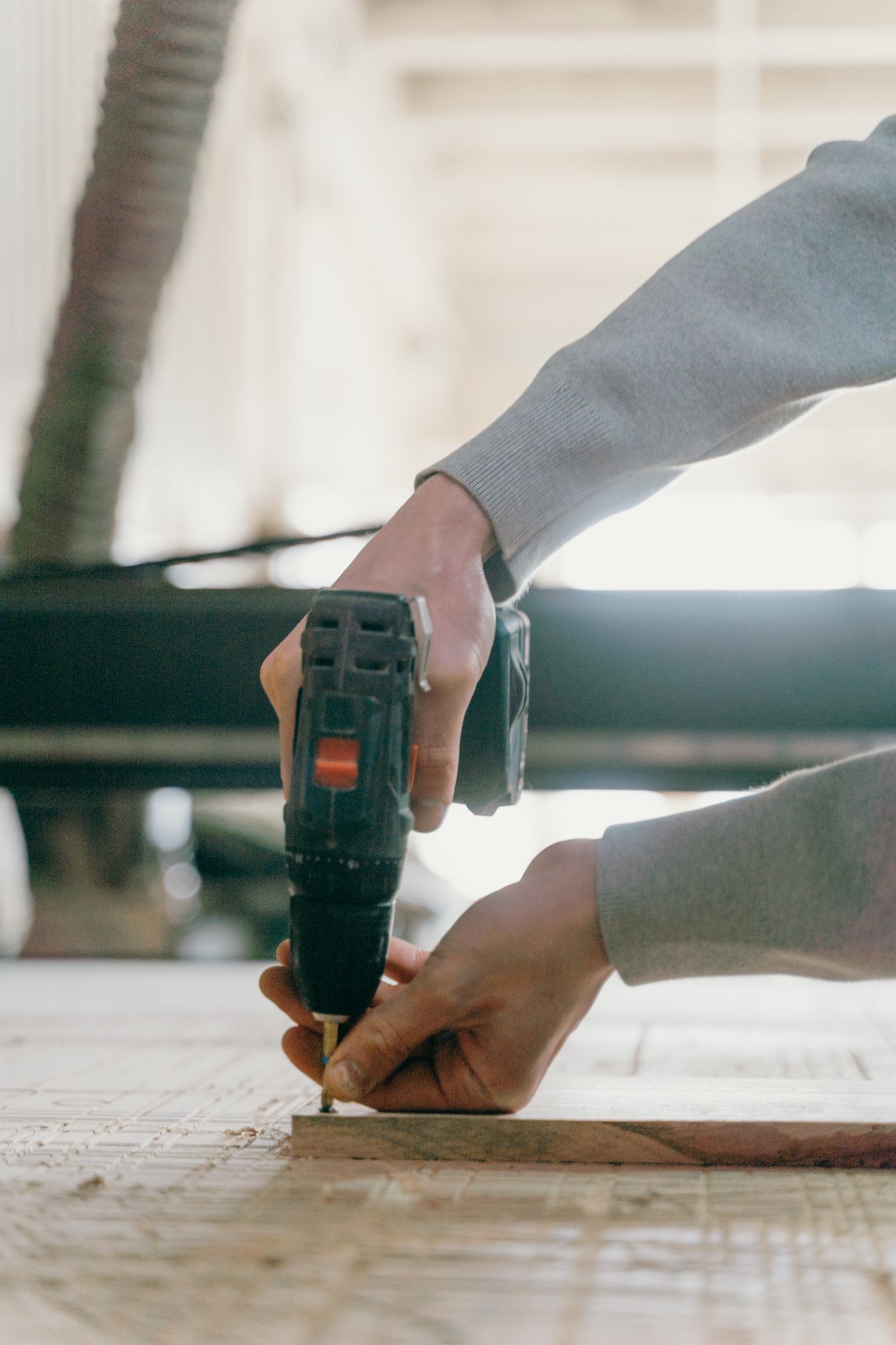 A contextual drilling scene, not our test of these kits or a complete setup demonstration; follow the exact workholding and handling instructions.