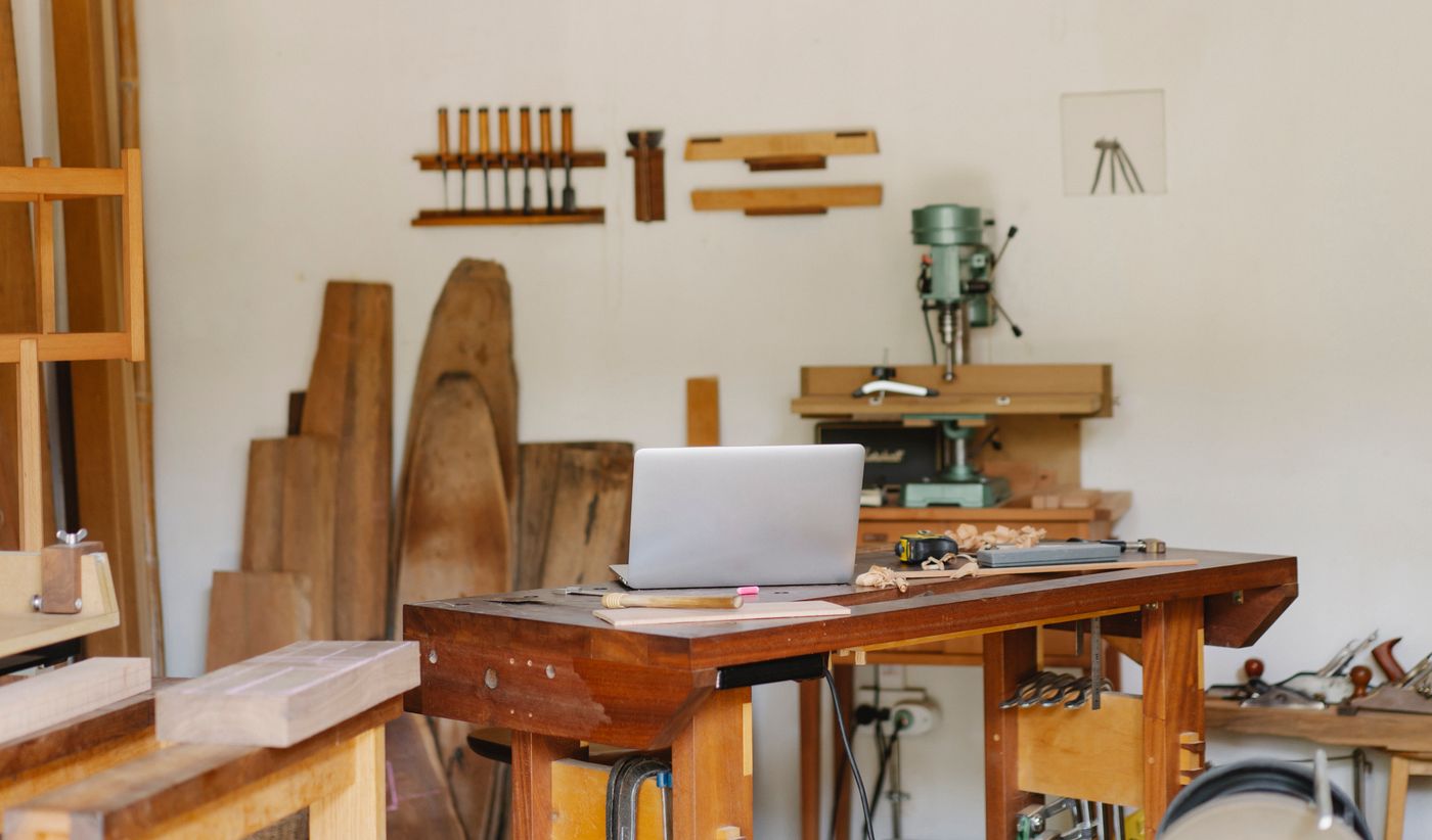 A workshop environment shows why room for stock and tools matters; it is not one of the folding benches compared.